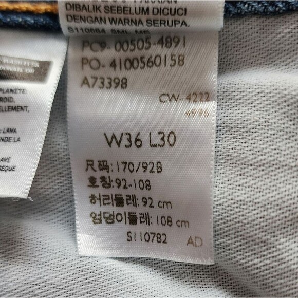 Levi’s 505 Men’s 36x30 Straight Leg Blue Rigid Denim Jeans 100% Cotton - Picture 6 of 8